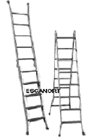 Escalera articulada en hierro dos posiciones, tijera o extendida