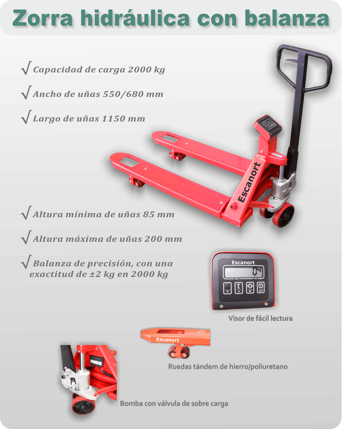 Zorra hidráulica con balanza