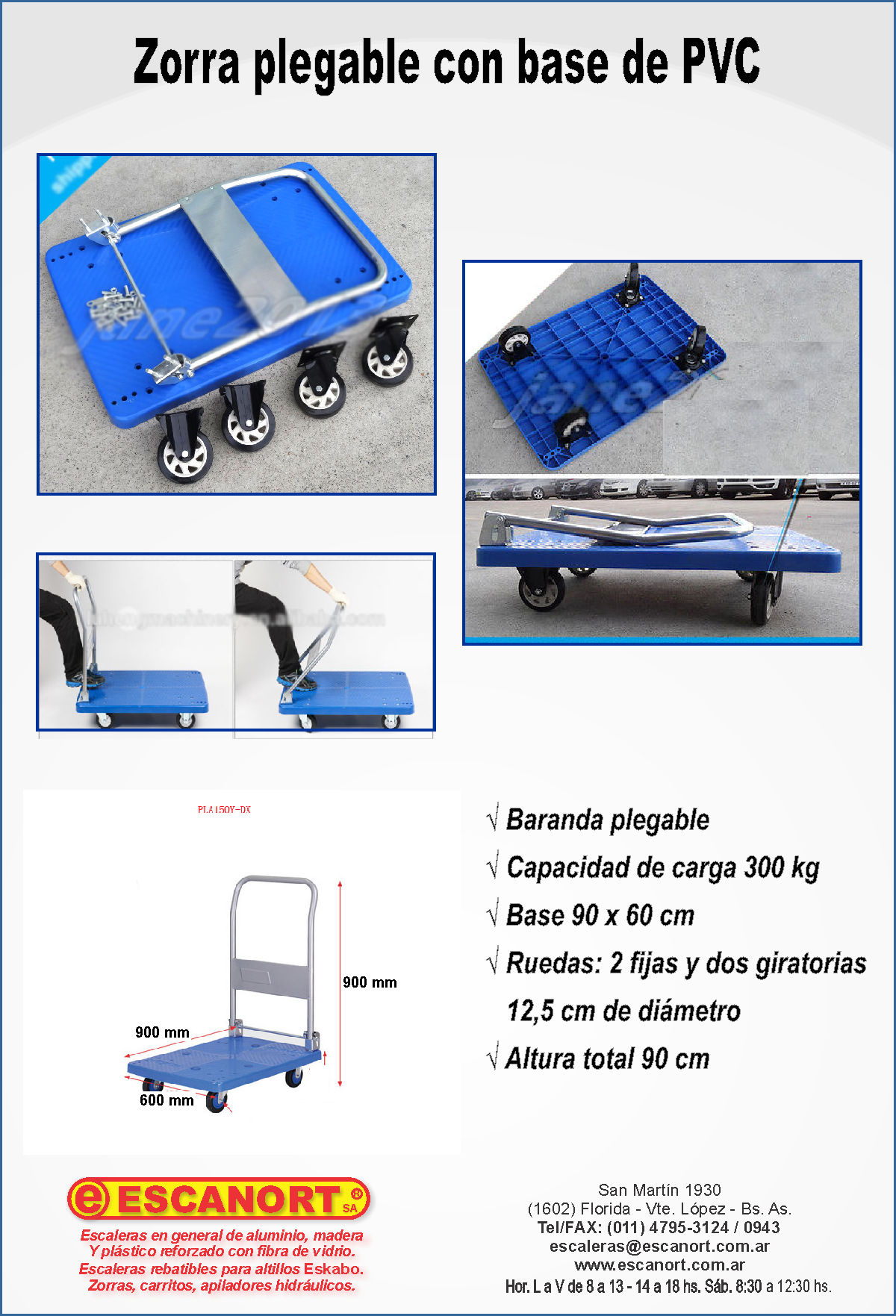 Carreta baranda plegable, 4 ruedas